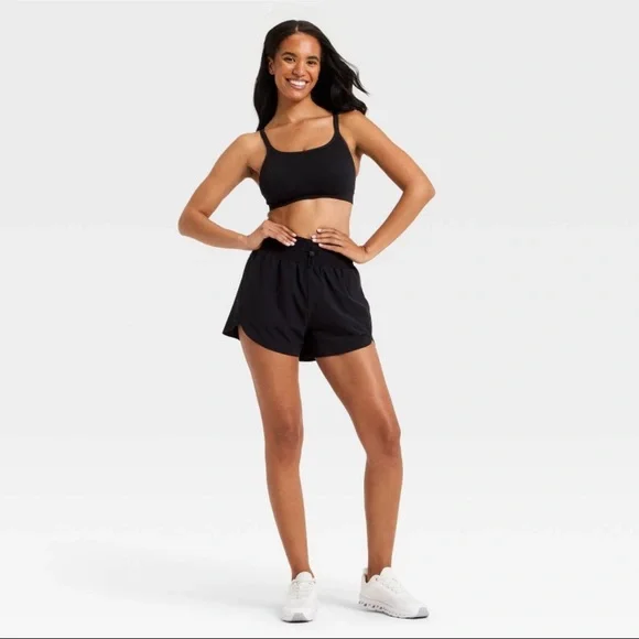 NEW Women's Active Light Woven High-Rise Shorts 3" - All In Motion™ Jet Black M - Picture 3 of 3